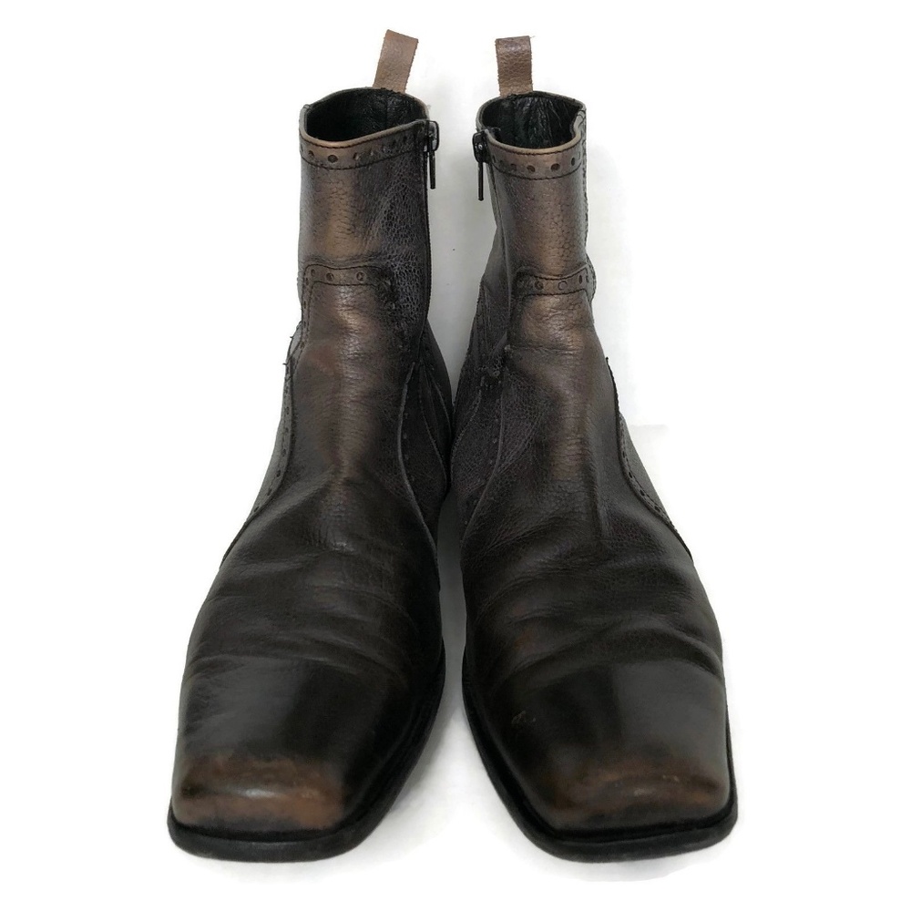 Vero Cuoio Blokes Ankle Boots Distressed Leather - Picture 6 of 8